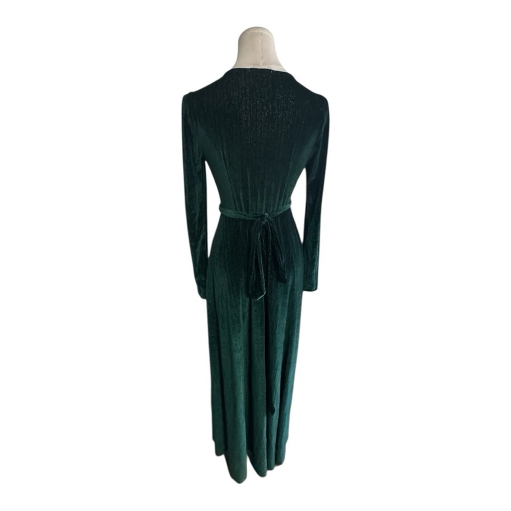 BALTIC BORN Wrap Green Velvet Long Sleeve Dress Midi Maxi Sz XS‎ Holiday Wedding - Picture 3 of 8